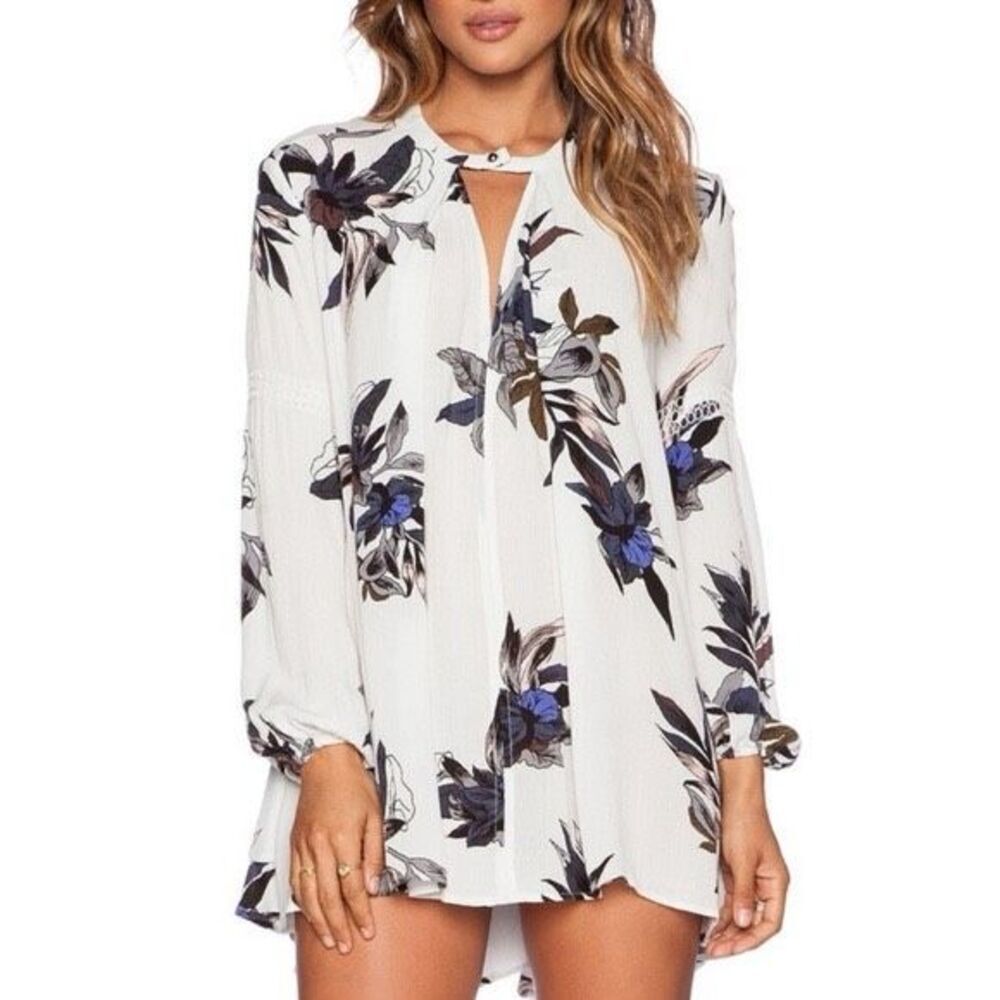 ✨Free people White Combo Electric Orchid Sz Small Swing Tunic✨